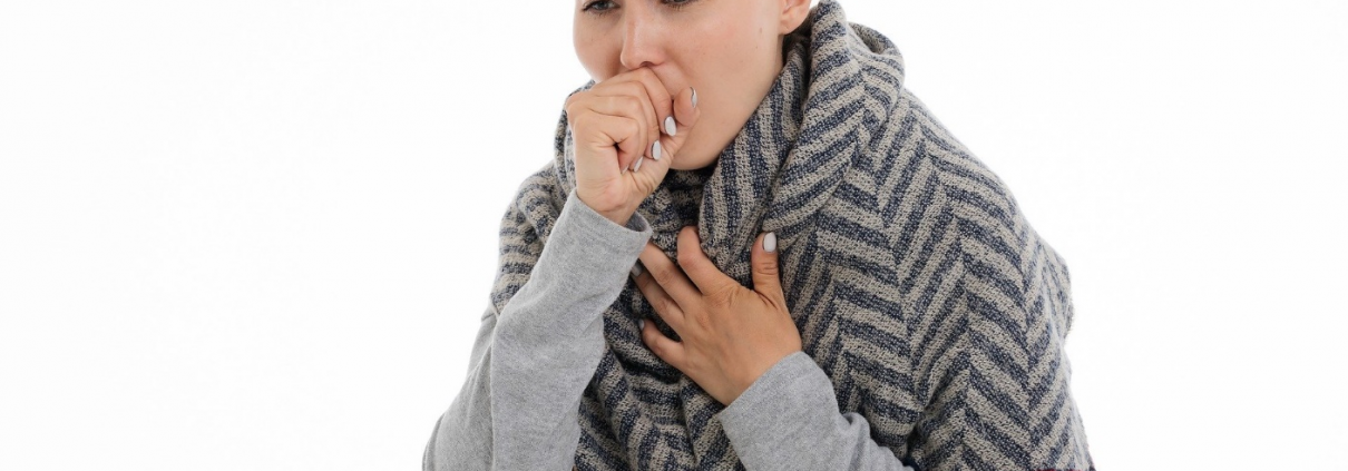 A person coughing, suggesting that they’re sick