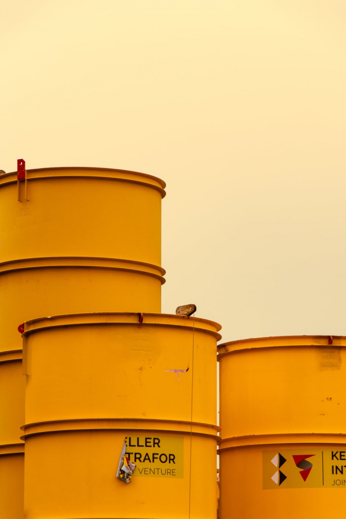A set of yellow commercial FRP tanks