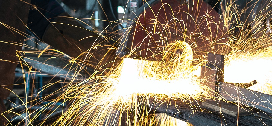 Welding sparks flowing out